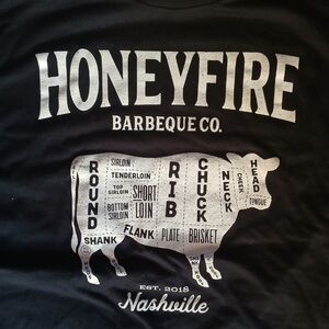 🍖🎻 Nashville, TN Honeyfire Barbecue BBQ Blue T-Shirt Size Medium 🥩🎵